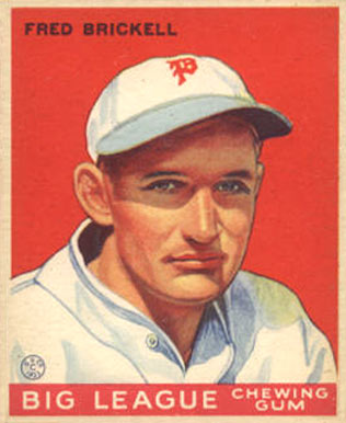 1933 Goudey World Wide Gum Fred Brickell #38 Baseball Card