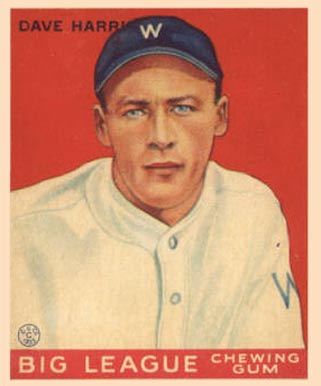 1933 Goudey World Wide Gum Dave Harris #9 Baseball Card