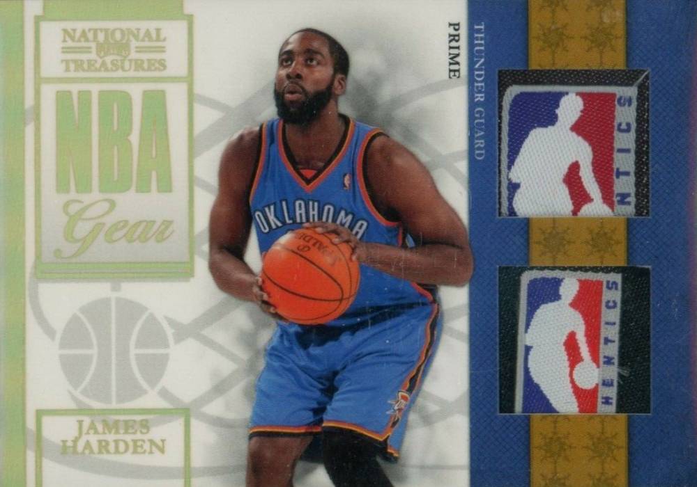 2009 Playoff National Treasures NBA Game Gear James Harden #5 Basketball Card