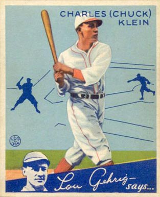 1934 Goudey World Wide Gum  Charles Klein #56 Baseball Card
