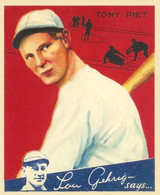 1934 Goudey World Wide Gum  Tony Piet #63 Baseball Card