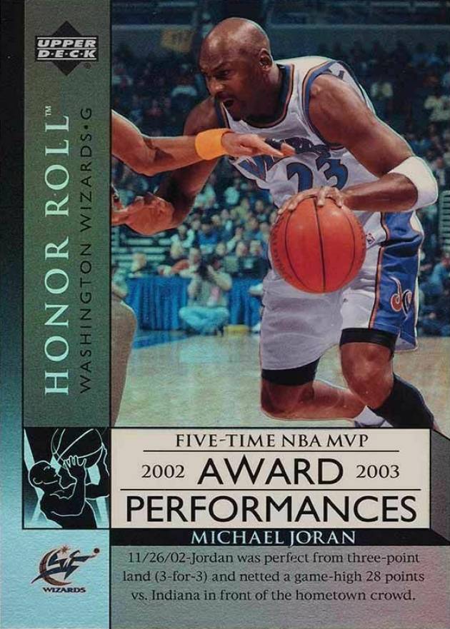 2002 Upper Deck Honor Roll Award Performances Michael Jordan #AP14 Basketball Card