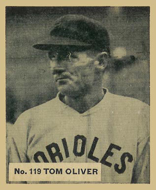 1936 Goudey World Wide Gum Tom Oliver #119 Baseball Card