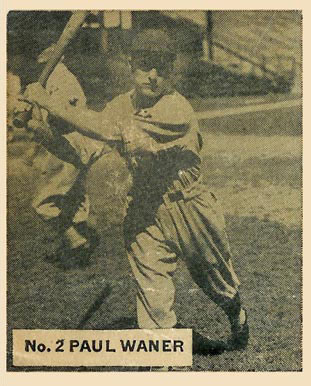 1936 Goudey World Wide Gum Paul Waner #2 Baseball Card