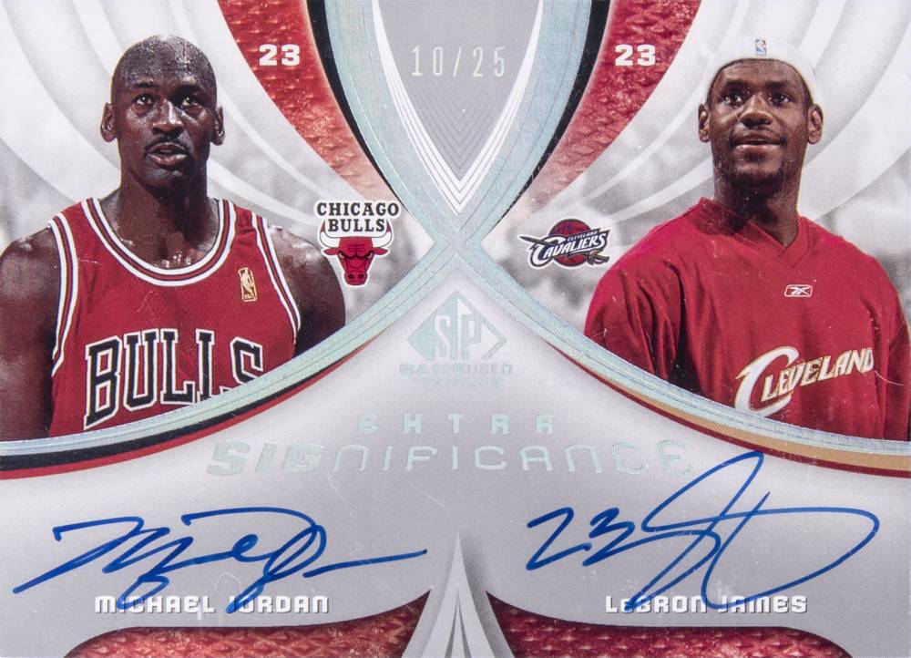 2005 SP Game Used Extra Significance LeBron James/Michael Jordan #JJ Basketball Card