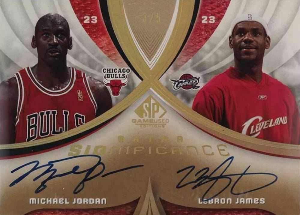 2005 SP Game Used Extra Significance LeBron James/Michael Jordan #JJ Basketball Card