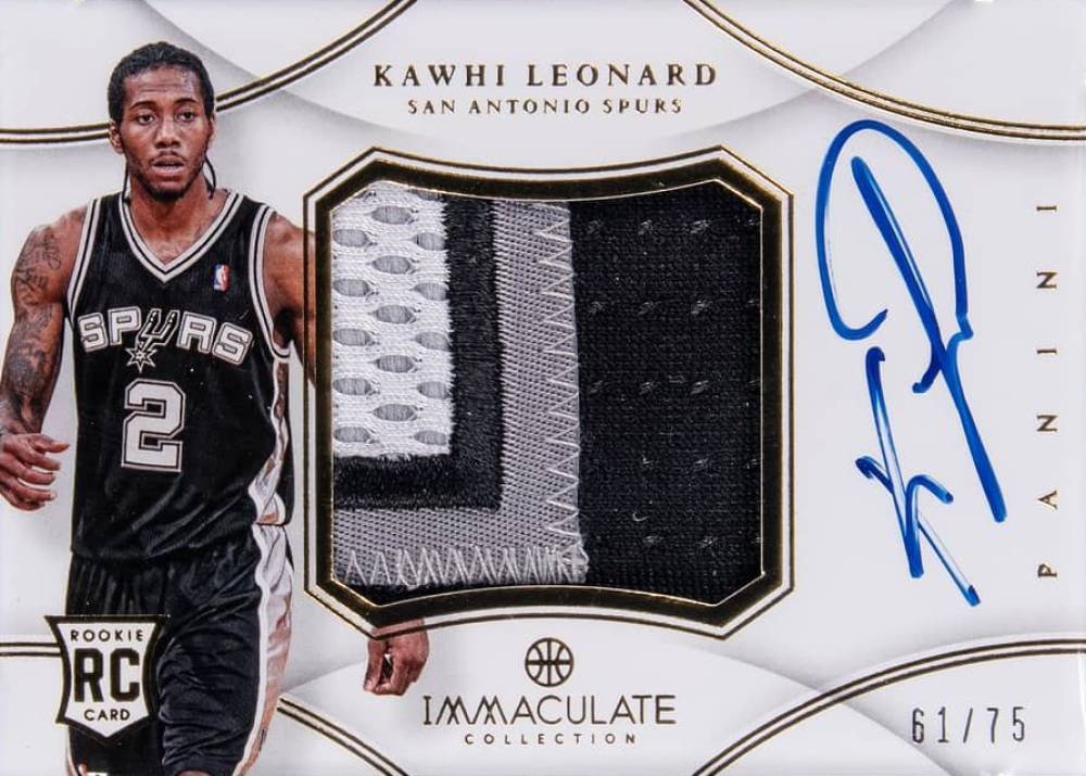 2012 Panini Immaculate Collection Premium Patches Autograph Kawhi Leonard #PP-LE Basketball Card