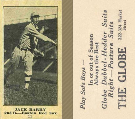 1916 The Globe Clothing Jack Barry #11 Baseball Card