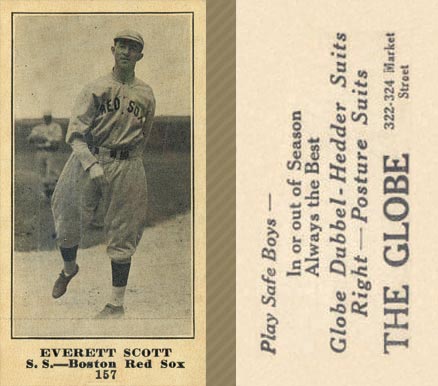 1916 The Globe Clothing Everett Scott #157 Baseball Card