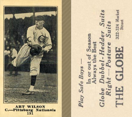 1916 The Globe Clothing Art Wilson #191 Baseball Card