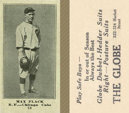 1916 The Globe Clothing Max Flack #59 Baseball Card