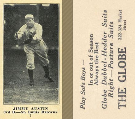 1916 The Globe Clothing Jimmy Austin #7 Baseball Card