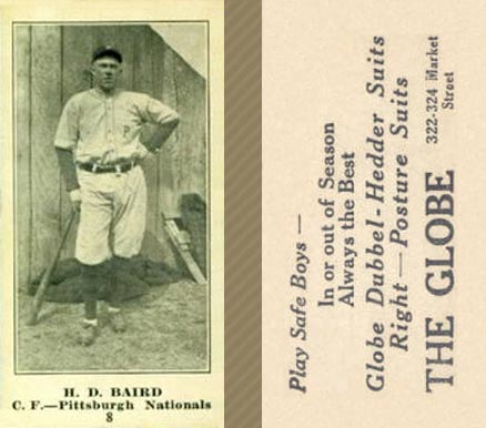 1916 The Globe Clothing H. D. Baird #8 Baseball Card