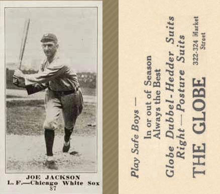 1916 The Globe Clothing Joe Jackson #87 Baseball Card