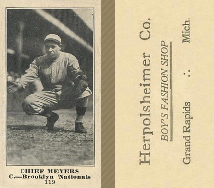 1916 Herpolsheimer Co. Chief Meyers #119 Baseball Card