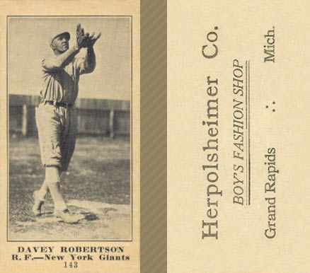 1916 Herpolsheimer Co. Davey Robertson #143 Baseball Card