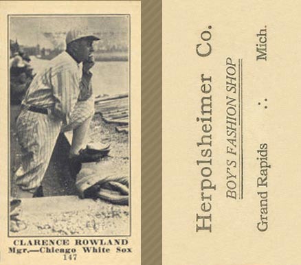 1916 Herpolsheimer Co. Clarence Rowland #147 Baseball Card