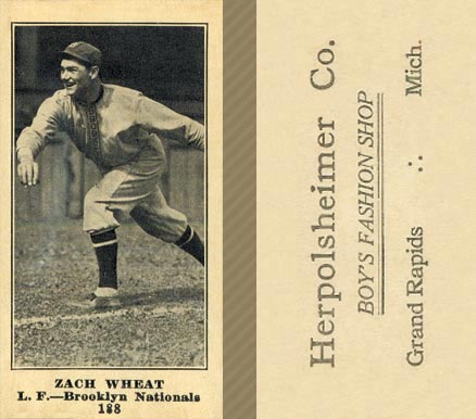 1916 Herpolsheimer Co. Zach Wheat #188 Baseball Card