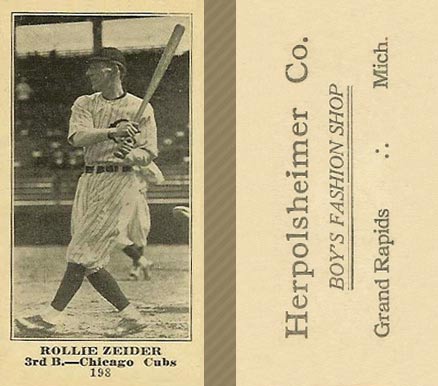 1916 Herpolsheimer Co. Rollie Zeider #198 Baseball Card