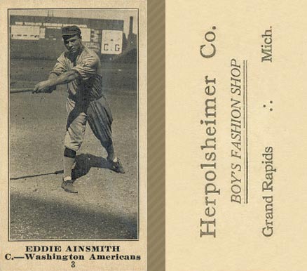 1916 Herpolsheimer Co. Eddie Ainsmith #3 Baseball Card