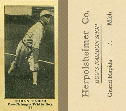 1916 Herpolsheimer Co. Urban Faber #55 Baseball Card