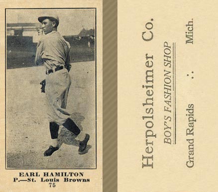 1916 Herpolsheimer Co. Earl Hamilton #75 Baseball Card