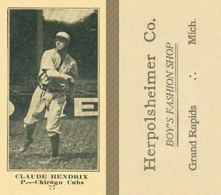 1916 Herpolsheimer Co. Roy Hartzell #77 Baseball Card