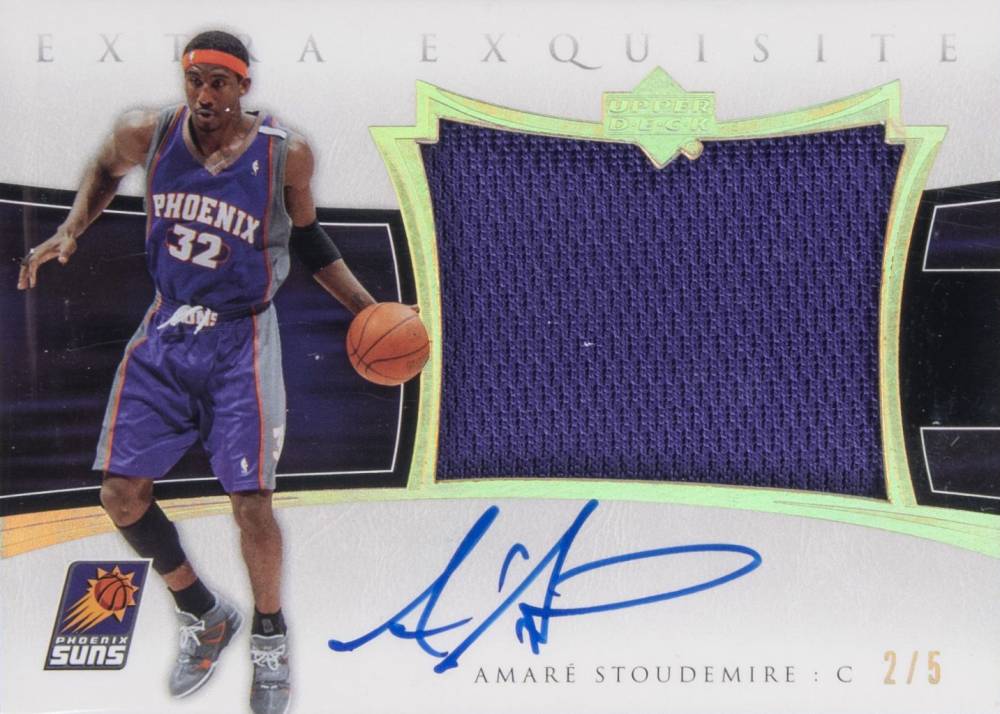 2004 Upper Deck Exquisite Collection Extra Exquisite Jersey Autograph Amar'e Stoudemire #AEE-AS Basketball Card