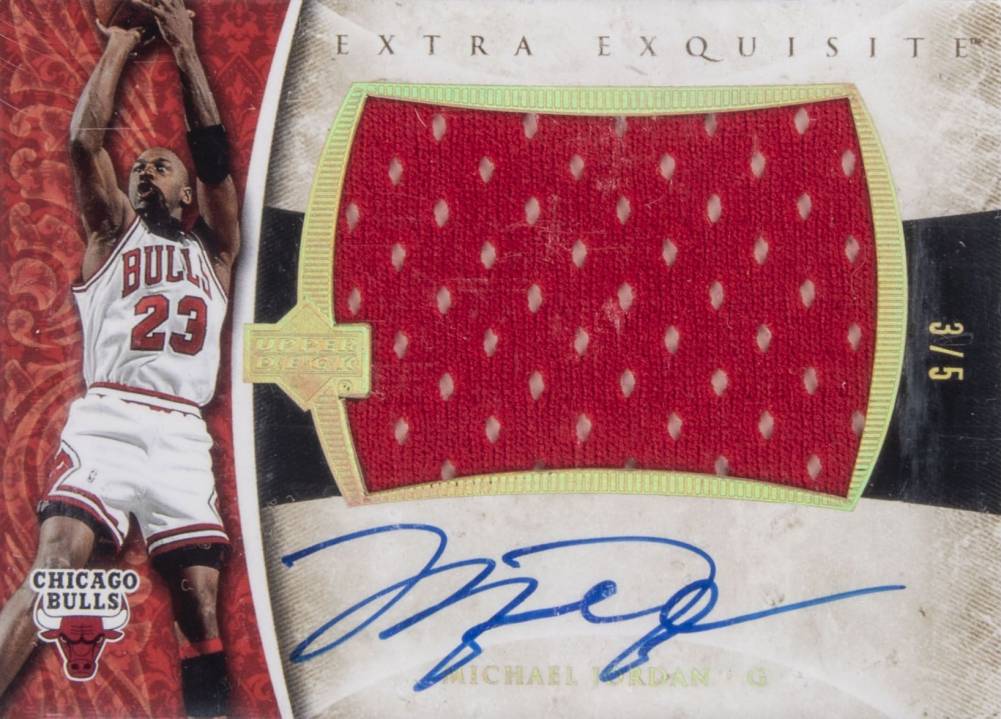 2005 Upper Deck Exquisite Collection Extra Exquisite Jersey Autograph Michael Jordan #EXAMJ3 Basketball Card