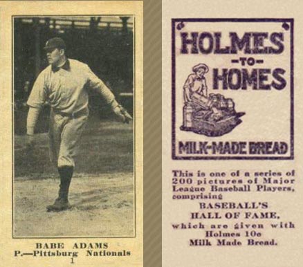 1916 Holmes for Homes Bread Babe Adams #1 Baseball Card