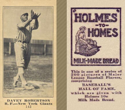1916 Holmes for Homes Bread Davey Robertson #143 Baseball Card