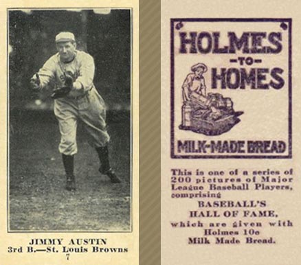 1916 Holmes for Homes Bread Jimmy Austin #7 Baseball Card