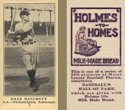 1916 Holmes for Homes Bread Dave Bancroft #9 Baseball Card