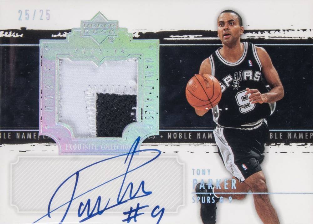 2003 Upper Deck Exquisite Collection Noble Nameplates Autograph Tony Parker #NN-TP Basketball Card