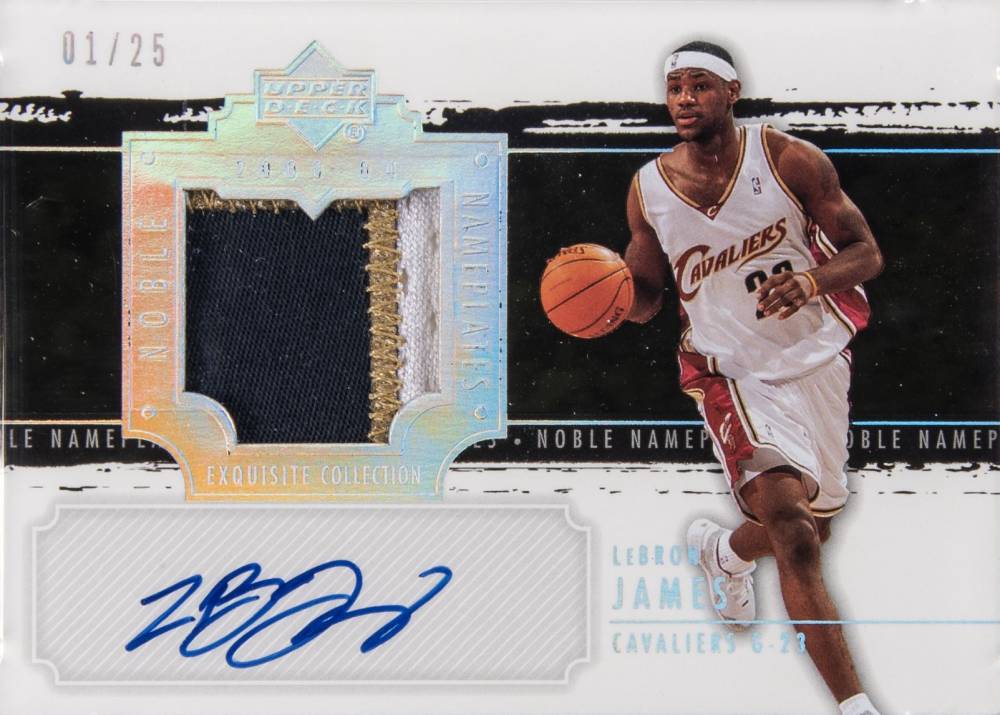 2003 Upper Deck Exquisite Collection Noble Nameplates Autograph LeBron James #NN-LJ Basketball Card