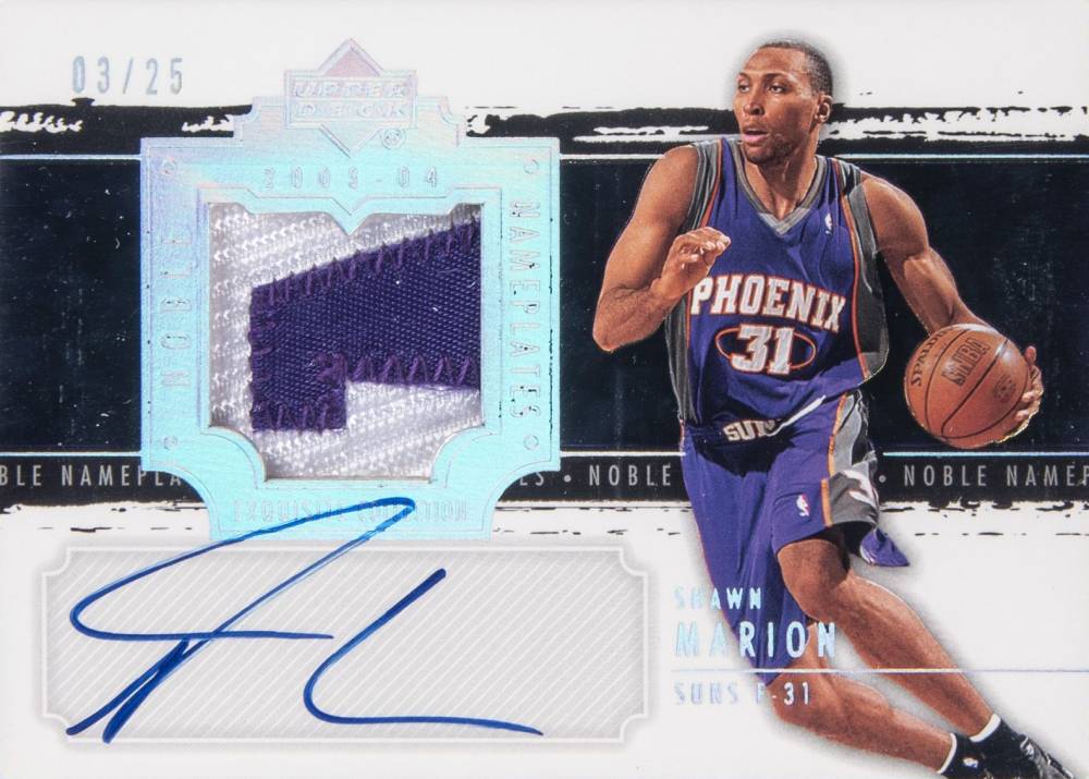 2003 Upper Deck Exquisite Collection Noble Nameplates Autograph Shawn Marion #NN-SM Basketball Card