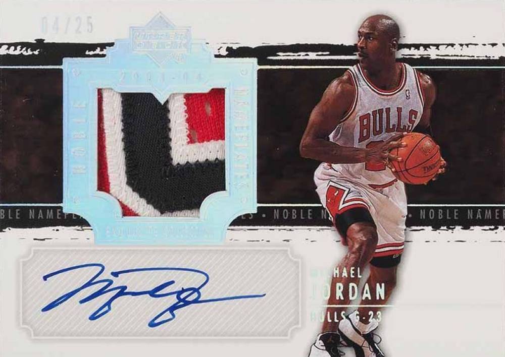 2003 Upper Deck Exquisite Collection Noble Nameplates Autograph Michael Jordan #NN-MJ Basketball Card