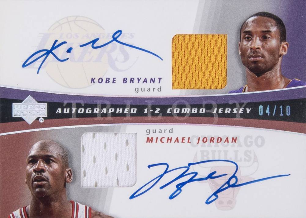 2004 Upper Deck Trilogy 1-2 Combo Jersey Autographs Bryant/Jordan #AUJBJ Basketball Card