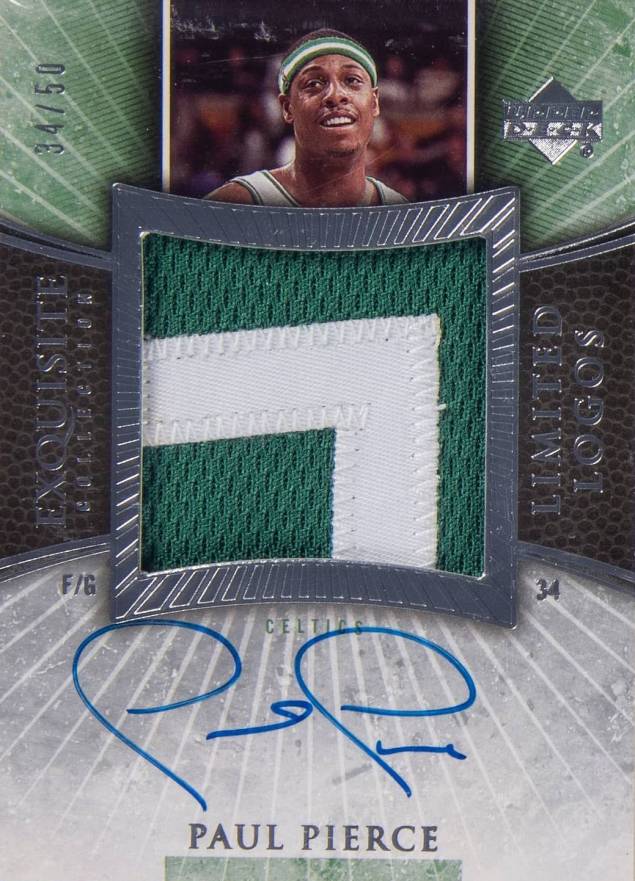 2005 Upper Deck Exquisite Collection Limited Logos Autograph Patch Paul Pierce #LL-PP Basketball Card
