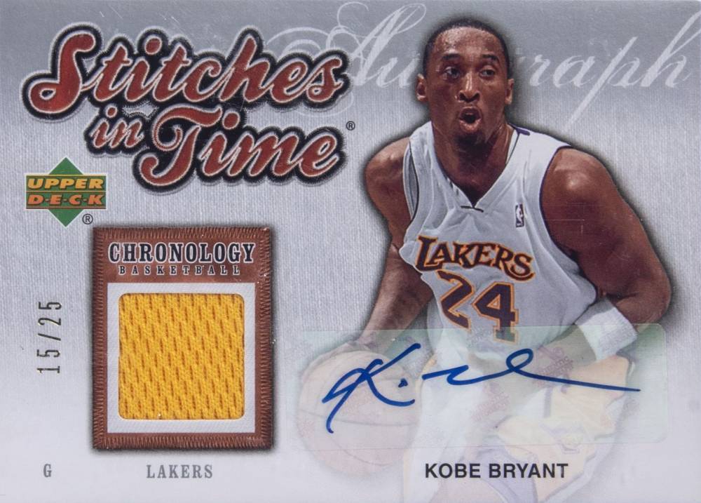 2006 Upper Deck Chronology Stitches in Time Autographs Kobe Bryant #KB Basketball Card