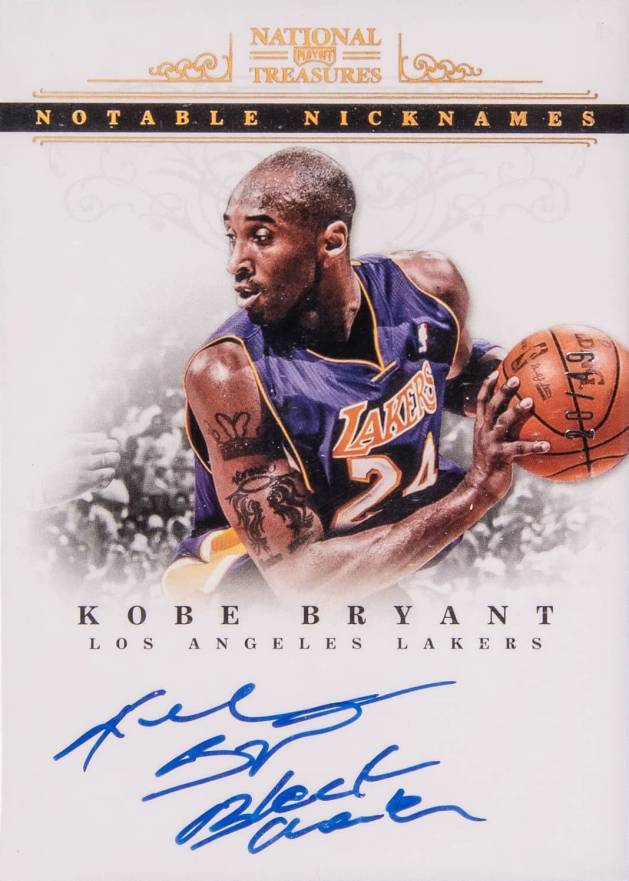 2012 Panini National Treasures Notable Nicknames Autographs Kobe Bryant #6 Basketball Card