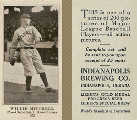 1916 Indianapolis Brewing Willie Mitchell #123 Baseball Card