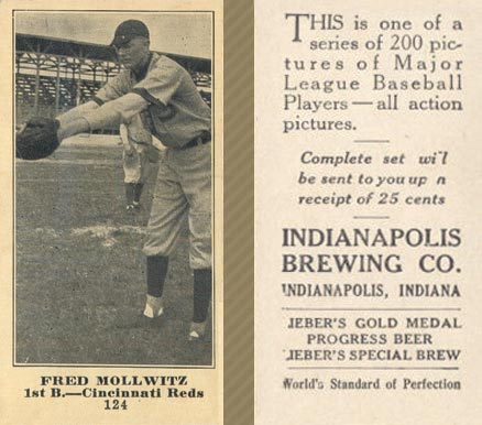 1916 Indianapolis Brewing Fred Mollwitz #124 Baseball Card