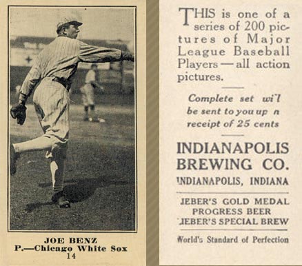 1916 Indianapolis Brewing Joe Benz #14 Baseball Card