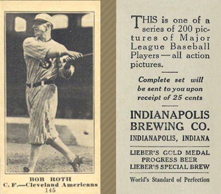 1916 Indianapolis Brewing Bob Roth #145 Baseball Card