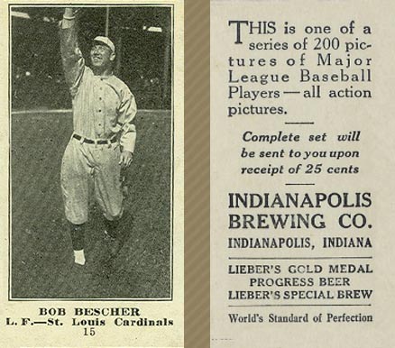 1916 Indianapolis Brewing Bob Bescher #15 Baseball Card