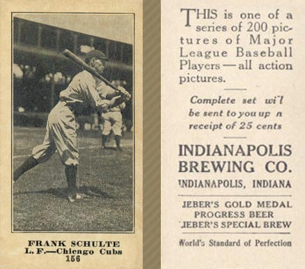 1916 Indianapolis Brewing Frank Schulte #156 Baseball Card