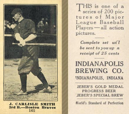 1916 Indianapolis Brewing J. Carlisle Smith #165 Baseball Card