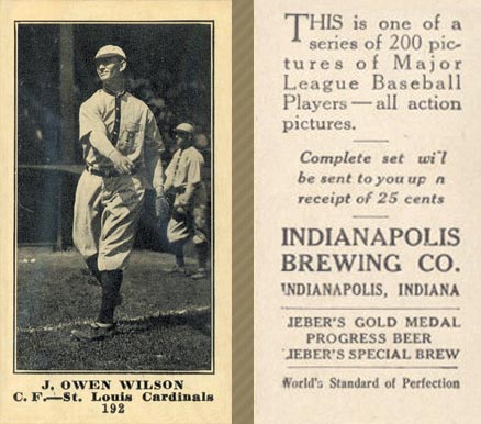 1916 Indianapolis Brewing J. Owen Wilson #192 Baseball Card