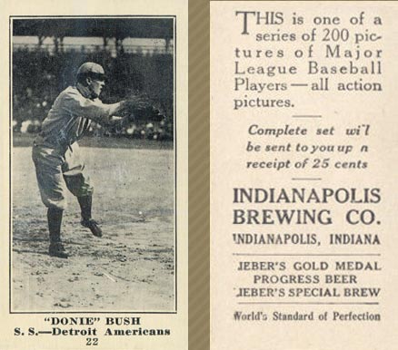 1916 Indianapolis Brewing Donnie Bush #22 Baseball Card